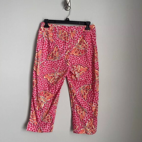 Lilly Pulitzer Pink Orange Butterfly Print Capri Pants - Picture 4 of 6